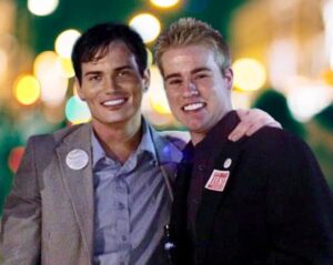 Jordan Palmer (left) with Matthew Vanderpool at a campaign event in June.